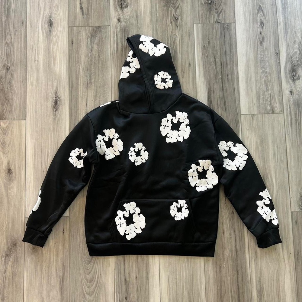 Black and White Floral Men's Hoodie